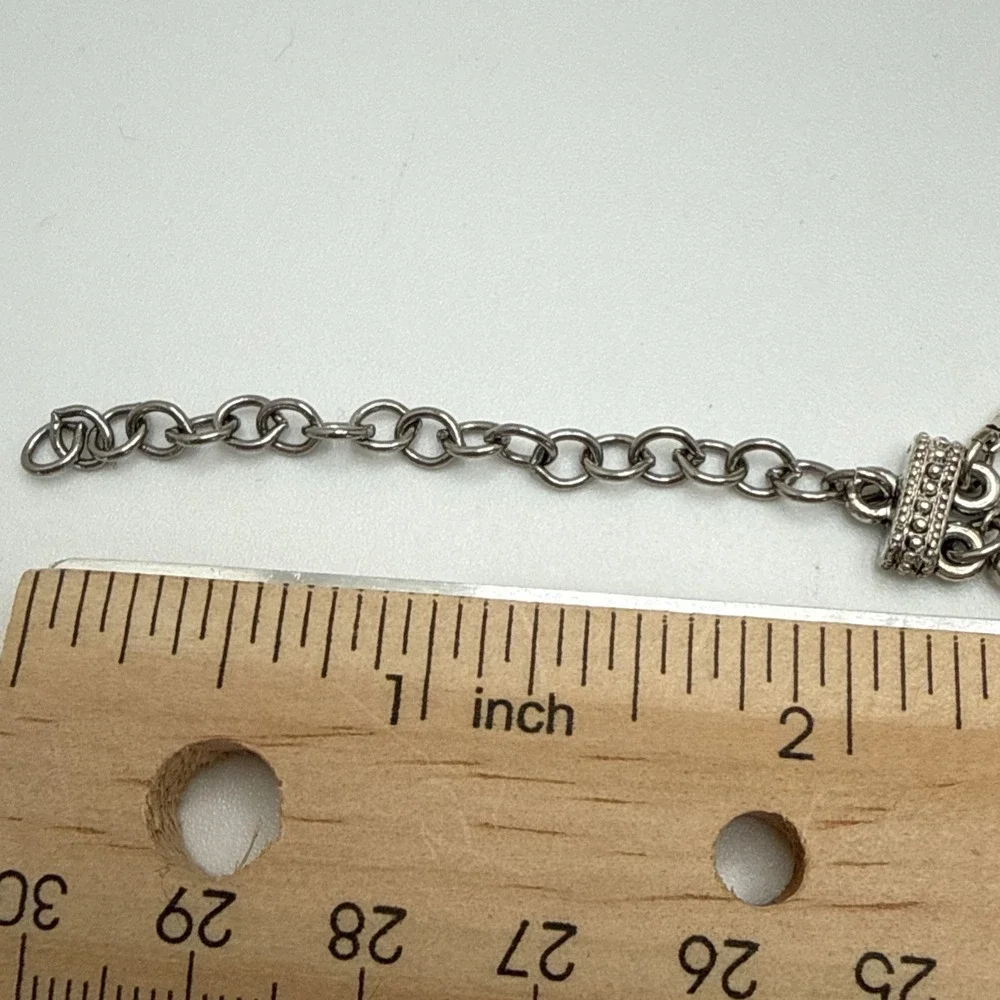 Vintage Monet Double Strand Silver Tone Marcasite With Black Glass 14-16